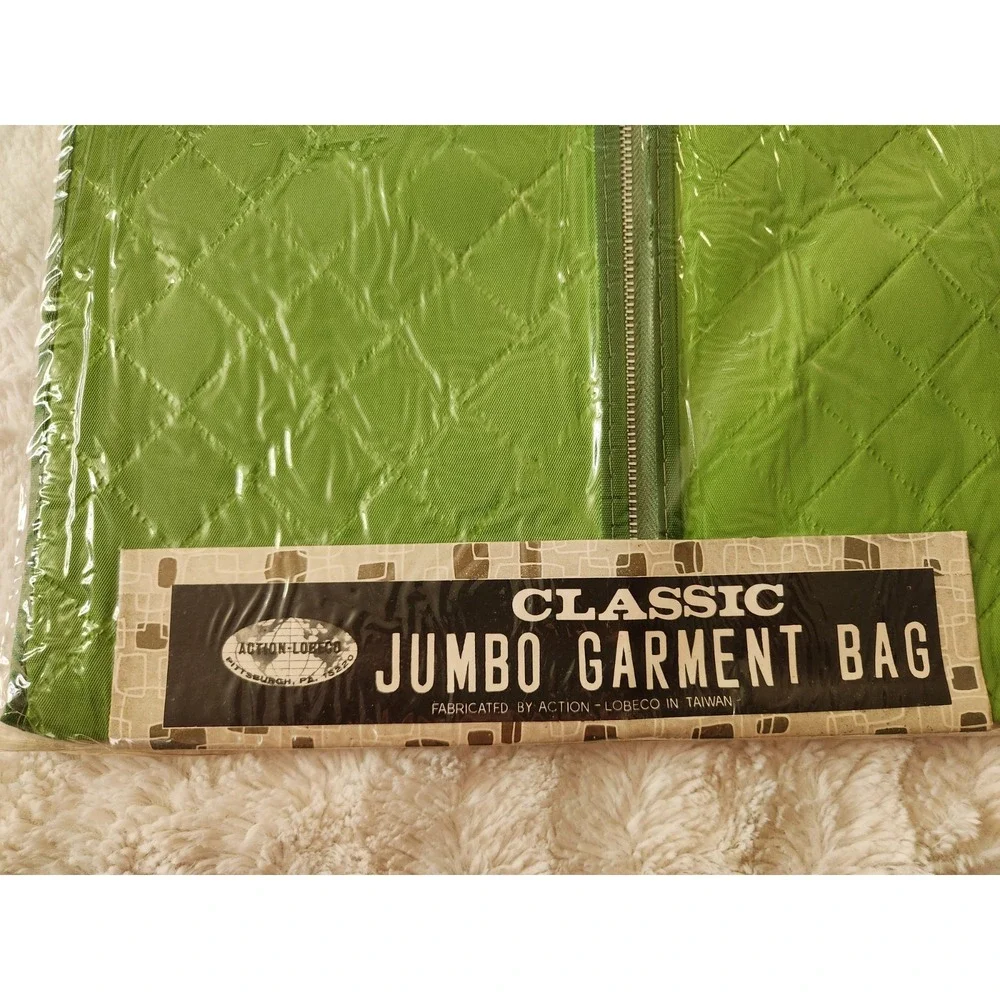 Vintage Action-Lobeco Jumbo Garment Bag 16 Capacity Quilted Green Vinyl‎ 54